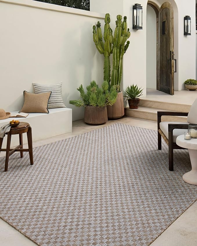 Loloi Amber Lewis Topanga Collection TOP-02 Natural/Silver 9'-2" x 12'-0" Indoor/Outdoor Area Rug