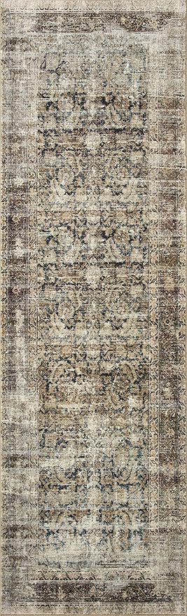 Loloi Amber Lewis Morgan Collection MOG-02 Navy/Sand 2'-3" x 7'-6" 38" Thick Runner Rug feat. CloudPile, Neutral, Room Décor, Vintage Inspired, Livingroom, Bedroom, Dining Area