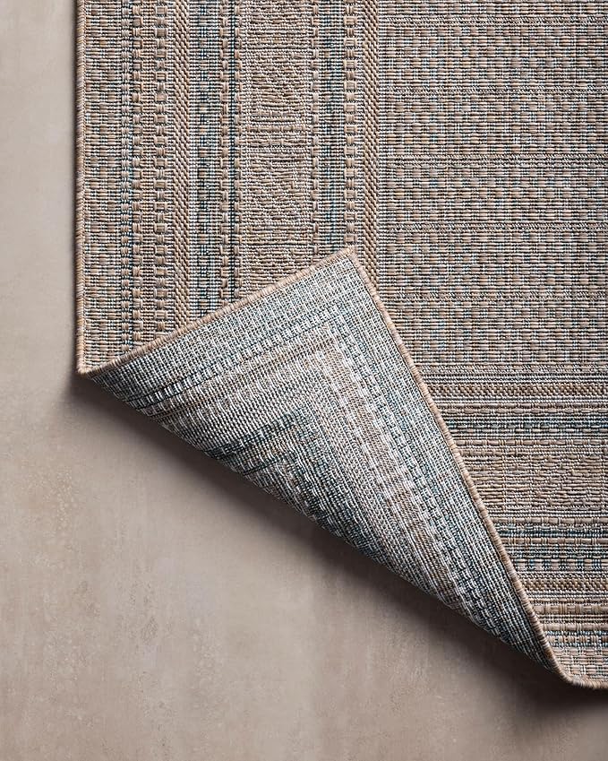 Loloi Amber Lewis Topanga Collection TOP-05 Natural/Teal 9'-2" x 12'-0" Indoor/Outdoor Area Rug