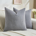 FUTEI Dark Grey Decorative Throw Pillow Covers 16x16 Inch Set of 2,Soft Cozy Wheat Ear Striped Patterns Cushion Cases,Modern Home Decor for Couch Bed Living Room