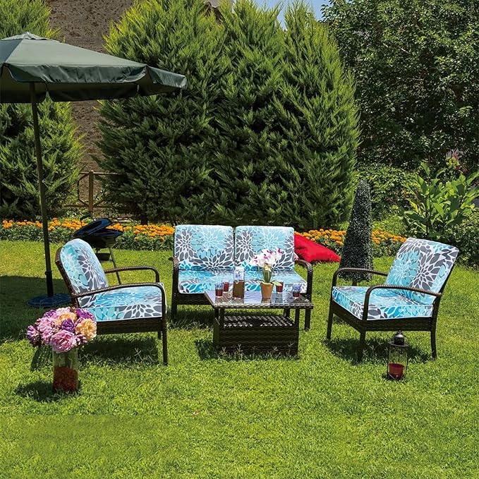 JMGBird Outdoor Chair Cushion Tufted Pillow, Outdoor Seat Cushion Set 19"x19" Outdoor Cushions for Patio Furniture