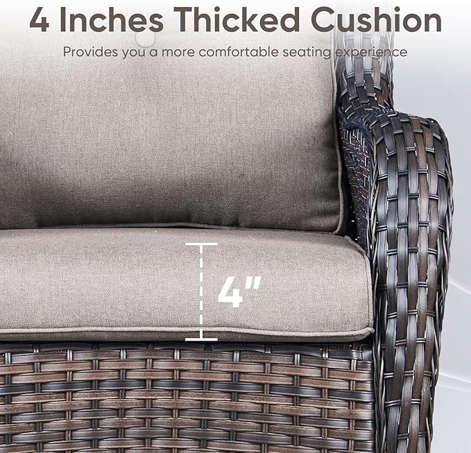 10-Piece Outdoor Patio Cushion Set - Fade & Water Resistant with Removable Olefin Cover, 22x24x4 Inch Memory Foam Cushions for Wicker Sectional Sofa – Grey/Buckle