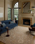 Loloi Chris Loves Julia Dorothea Collection DRT-01 Bark/Stone 9'-3" x 13' Area Rug Wool Neutral Floral Living Room Bedroom Carpet