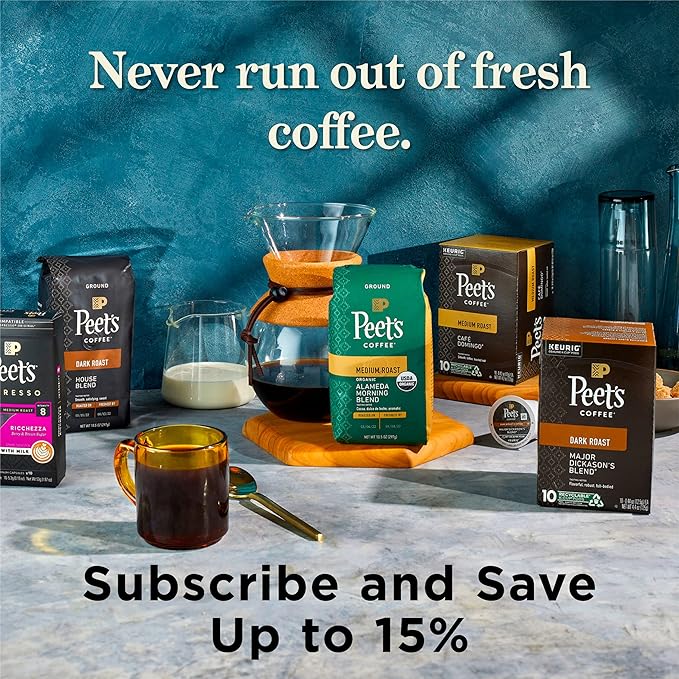 Peet's Coffee, Dark Roast K-Cup Pods for Keurig Brewers - Major Dickason's Blend 60 Count (6 Boxes of 10 K-Cup Pods) (Pack of 2)