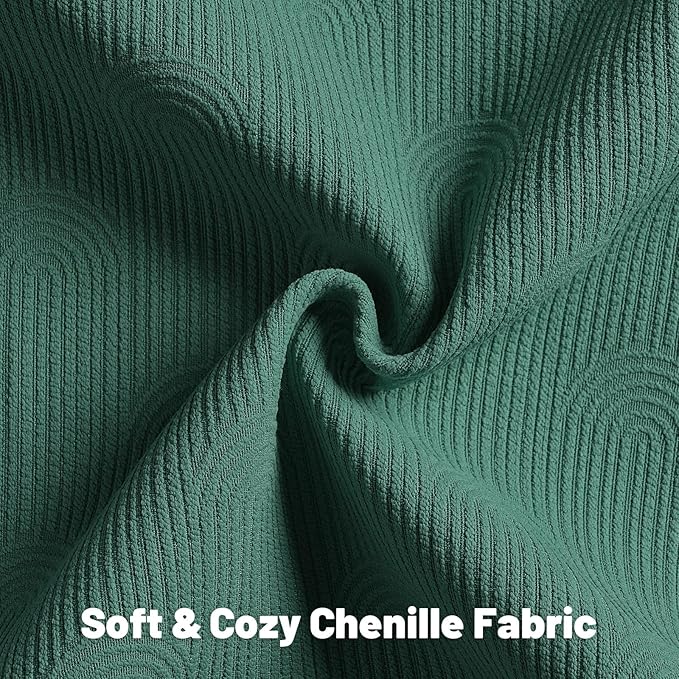 FUTEI Teal Chenille Decorative Throw Pillow Covers 18x18 Inch Set of 2,Soft Cozy Striped Geometric Patterns Cushion Cases,Modern Home Decor for Couch Bed Living Room