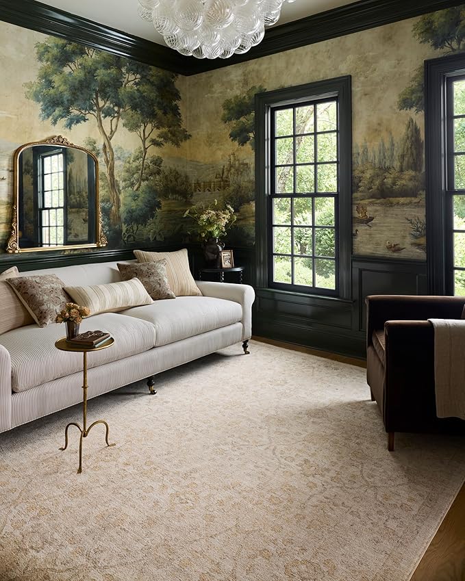 Loloi Chris Loves Julia Palma Collection PLM-01 Ivory/Sand 2'-7" x 7'-6" Fringe Runner Rug Vintage Style Boho Living Room Bedroom Carpet