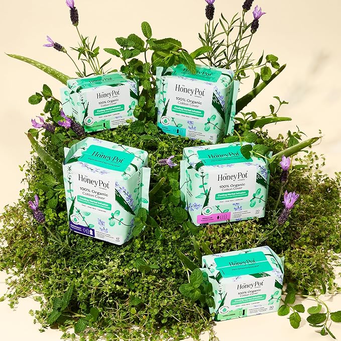 The Honey Pot Company - Herbal Everyday Panty Liners for Women - Infused w/Essential Oils for Cooling Effect & Organic Cotton Cover - Feminine Care - 30 ct