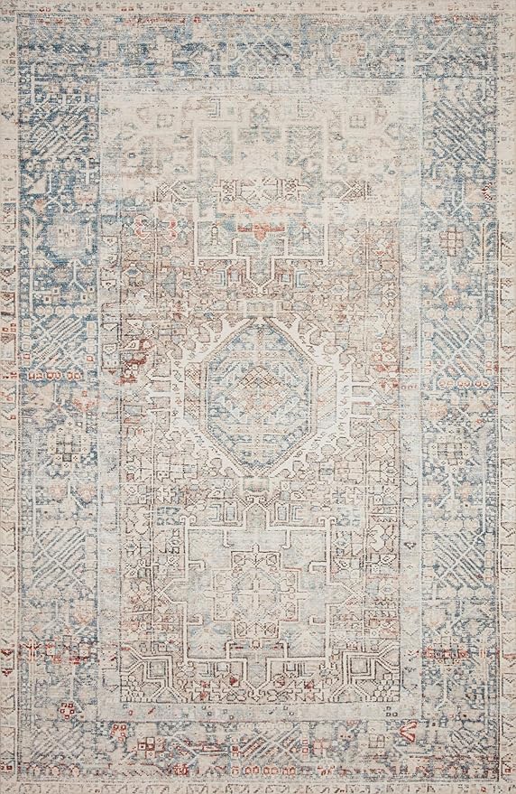 Loloi Chris Loves Julia Jules Collection JUL-07 Natural/Ocean 9'-6'' x 14', .13" Pile Height, Area Rug