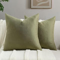 FUTEI Moss Green Chenille Throw Pillow Covers 16x16 Inch Set of 2,Soft Wide Chevron Textured Cushion Case,Farmhouse Home Decor for Couch Bed Living Room