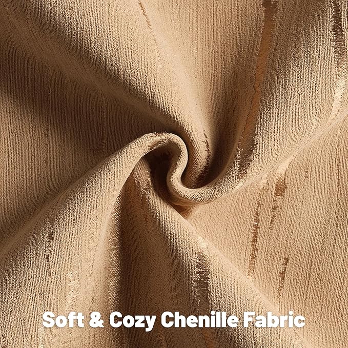 FUTEI Bronze Chenille Decorative Throw Pillow Covers 12x20 Inch Set of 2,Soft Embossed Striped Textured Lumbar Pillow Cases,Modern Home Decor for Couch Bed Living Room