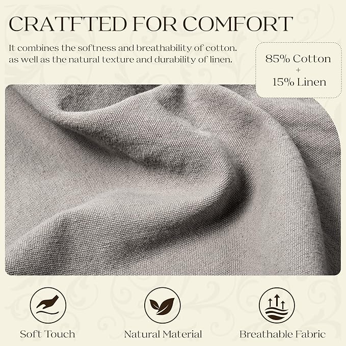 WOWMAX 85% Linen 15% Cotton Blend Headboard Pillow – Queen Size Reading Wedge Backrest for Bed, Handmade Firm Support Bolster Cushion with Removable Cover, Premium Bed Rest Pillow, Black