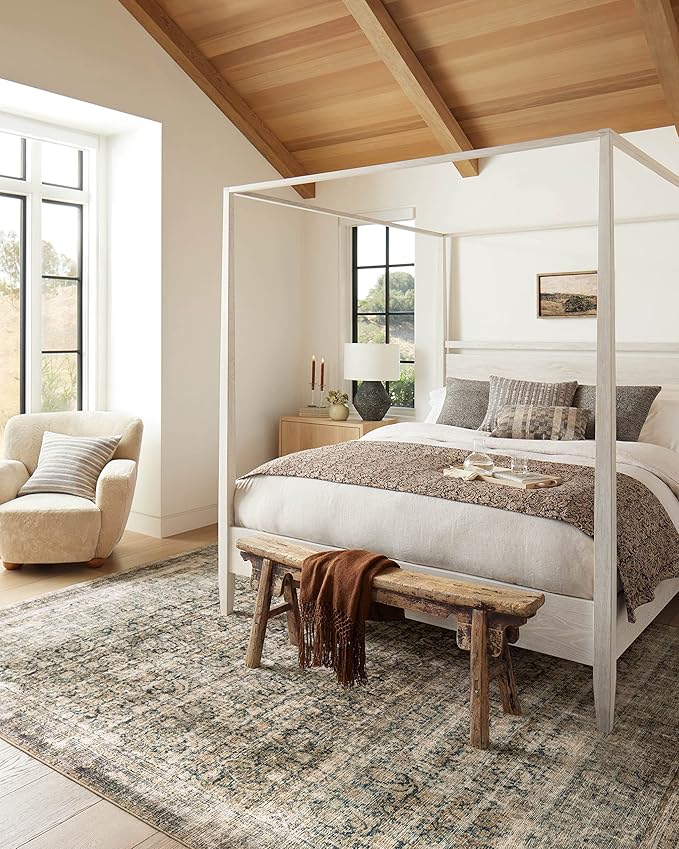 Loloi Amber Lewis Morgan Collection MOG-02 Navy/Sand 5'-0" x 7'-0" 38" Thick Area Rug feat. CloudPile, Neutral, Room Décor, Vintage Inspired, Livingroom, Bedroom, Dining Area