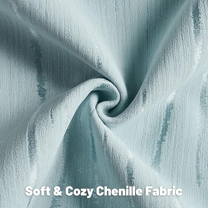 FUTEI Light Blue Chenille Decorative Throw Pillow Covers 22x22 Inch Set of 2,Soft Embossed Striped Textured Cushion Case,Modern Home Decor for Couch Bed Living Room