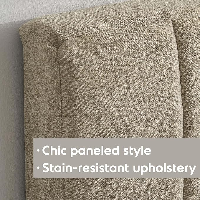 Upholstered Full Headboard - Easy Assemble Channel Stitched Headboard Full Size - Wall Mounted Headboards with 3D Soundproof Wall Panels Peel & Stick Floating Headboards, Linen