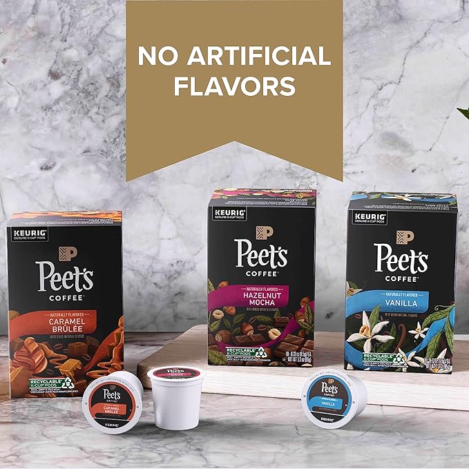Peet's Coffee, Flavored Light Roast Keurig K-Cup Pods - Hazelnut Mocha 22 Count (1 Box of 22 K-Cup Pods)