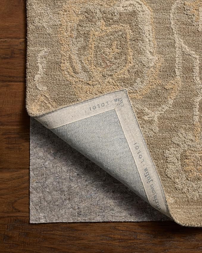 Loloi Chris Loves Julia Dorothea Collection DRT-01 Oak/Natural 11'-6" x 15' Area Rug Wool Neutral Floral Living Room Bedroom Carpet