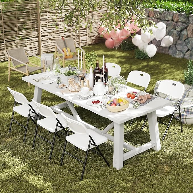 90 Pack Folding Chair, 800 Weight Limit Heavy Duty Plastic Folding Chair Portable Seating for Indoor Outdoor Events, Wedding, Party, Restaurant, Meeting Room White