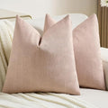 FUTEI Pink Chenille Decorative Throw Pillow Covers 18x18 Inch Set of 2,Soft Cozy Striped Geometric Patterns Cushion Case,Modern Home Decor for Couch Bed Living Room