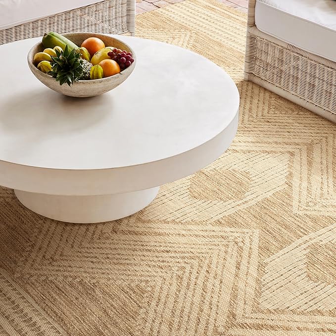 Nuloom Ranya Light Brown/Ivory, 8' x 10', Tribal Geometric, Soft and Cozy, High Traffic, Stain Resistant, Easy Clean, Durable Area Rug for Indoor/Outdoor Patio, Deck, Porch, Garden, Courtyard