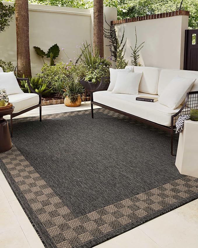 Loloi Chris Loves Julia Providence Collection PRC-01 Charcoal/Natural 8'-6" x 12', .12" Pile Height, Indoor/Outdoor Area Rug