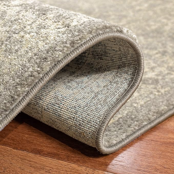 SAFAVIEH Evoke Collection Runner Rug - 2'2" x 17', Silver & Ivory, Distressed Design, Non-Shedding & Easy to Clean, Ideal for Foyer, Bedroom, Kitchen, Hallway (EVK256S)