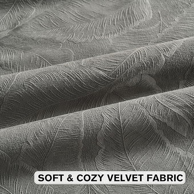 FUTEI Dark Grey Velvet Throw Pillow Covers 20x20 Inch Set of 2,Soft Embossed Leaf-Relief Textured Cushion Cases,Natural Home Decor for Couch Living Room
