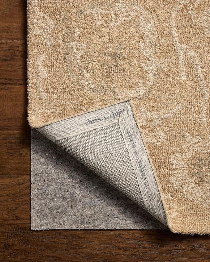 Loloi Chris Loves Julia Dorothea Collection DRT-01 Sand/Pebble 2'-6" x 9'-9" Runner Rug Wool Neutral Floral Living Room Bedroom Carpet