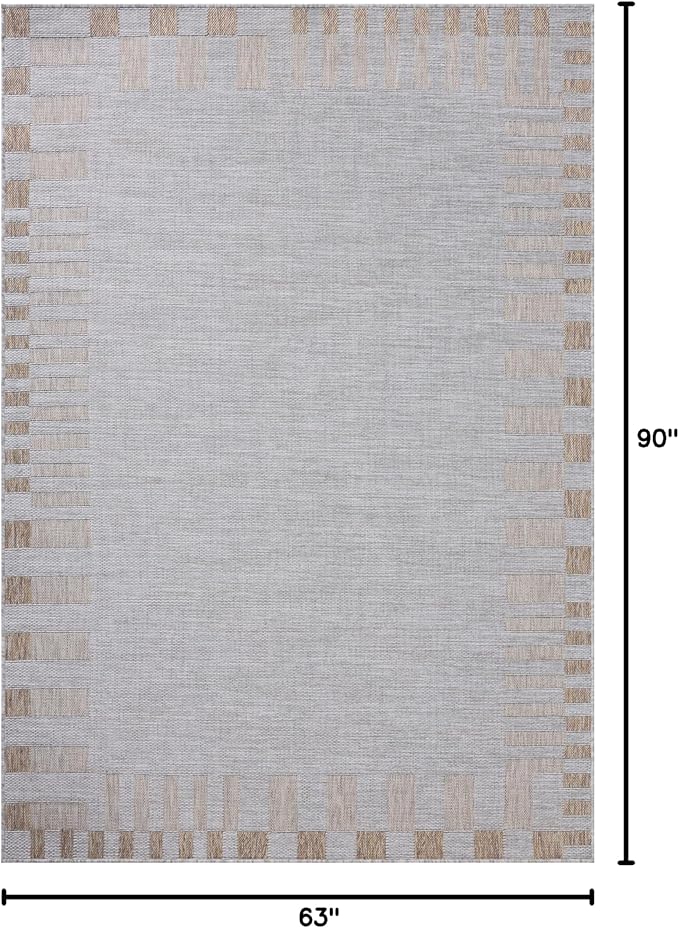 Loloi Amber Lewis Topanga Collection TOP-08 Silver/Natural 5'-3" x 7'-6" Indoor/Outdoor Area Rug
