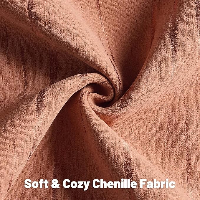 FUTEI Rust Chenille Decorative Throw Pillow Covers 26x26 Inch Set of 2,Soft Embossed Striped Textured Euro Pillow Shams,Modern Home Decor for Couch Bed Living Room
