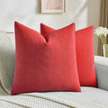 FUTEI Christmas Red Decorative Throw Pillow Covers 16x16 Inch Set of 2,Soft Cozy Wheat Ear Striped Patterns Cushion Cases,Modern Home Decor for Couch Bed Living Room