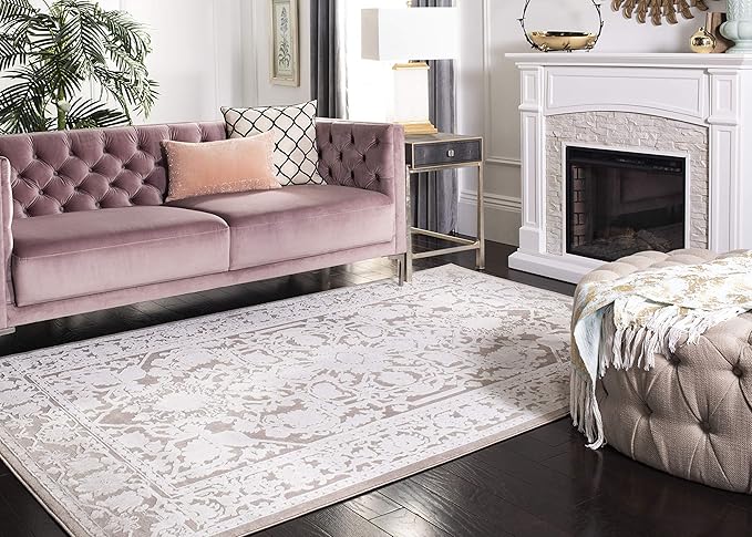 SAFAVIEH Area Rug 8x10 - Reflection Collection - Large - Beige & Cream, Non-Shedding & Easy Cleaning, Ideal for Living Room, Bedroom, Dining Space (RFT665A)