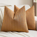 FUTEI Bronze Chenille Decorative Throw Pillow Covers 18x18 Inch Set of 2,Soft Cozy Striped Geometric Patterns Cushion Case,Modern Home Decor for Couch Bed Living Room