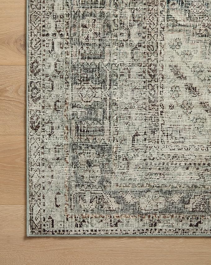 Loloi Magnolia Home by Joanna Gaines Sinclair Collection SIN-04 Natural/Sage 2'-0" x 5'-0", .25" Pile Height, Machine Washable, Accent Rug