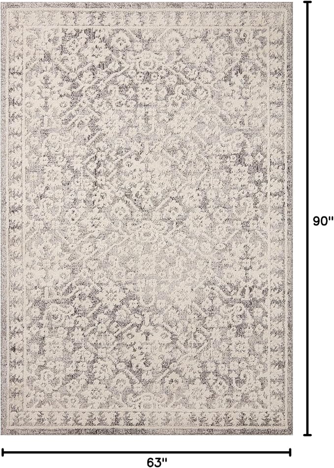 Loloi Magnolia Home by Joanna Gaines Gigi Collection GIG-01 Grey/Ivory 5'-3" x 7'-6" Area Rug