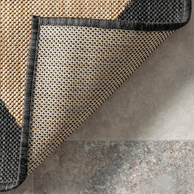 nuLOOM 7' Square Outdoor Performance Area Rug, Stain Resistant, Weather Resistant, High Traffic, Patio, Balcony, Outside, Sabina Dark Grey