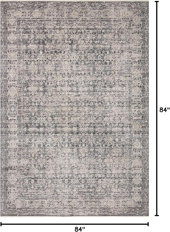 Loloi Amber Lewis Alie Collection ALE-03 Charcoal/Dove 7'-10'' x 7'-10'', .13'' Pile Height, Round Area Rug