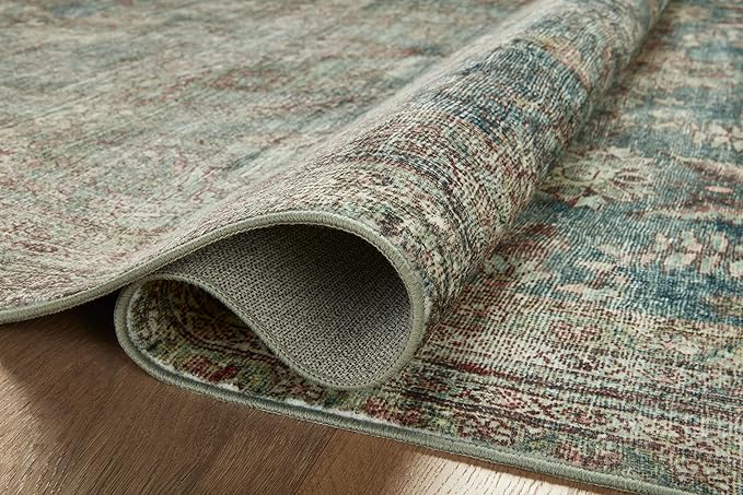Loloi Magnolia Home by Joanna Gaines Banks Collection BAN-01 Ocean/Spice 5'-0" x 7'-6", .13" Pile Height, Machine Washable, Area Rug