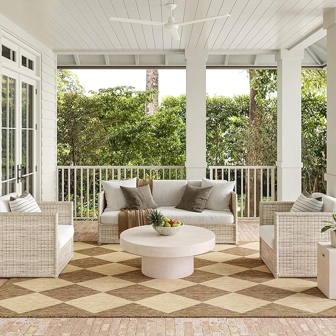 nuLOOM Outdoor Performance Collection Sabina Brown/Ivory, 5' x 8', Soft and Cozy, High Traffic, Stain Resistant, Easy Clean, Durable Area Rug for Indoor/Outdoor Patio, Deck, Porch, Garden, Courtyard