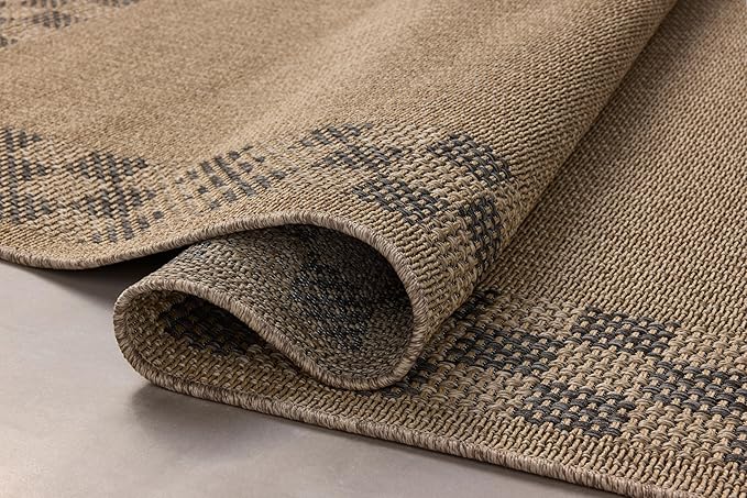 Loloi Chris Loves Julia Providence Collection PRC-01 Natural/Charcoal 6'-3" x 9'-2", .12" Pile Height, Indoor/Outdoor Area Rug