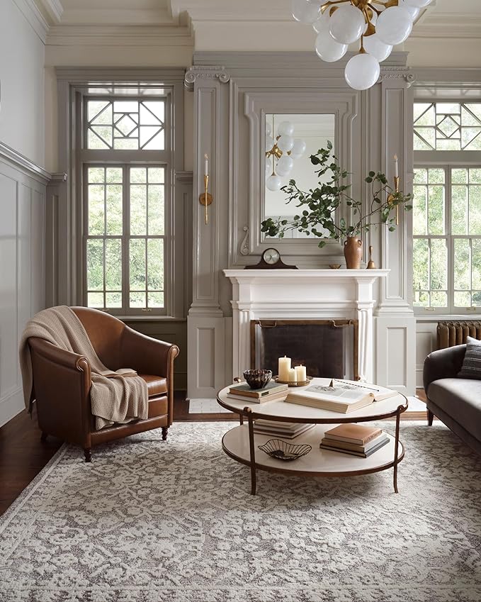 Loloi Magnolia Home by Joanna Gaines Gigi Collection GIG-01 Grey/Ivory 5'-3" x 7'-6" Area Rug