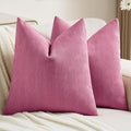 FUTEI Hot Pink Chenille Decorative Throw Pillow Covers 26x26 Inch Set of 2,Soft Cozy Striped Geometric Patterns Euro Pillow Shams,Modern Home Decor for Couch Bed Living Room