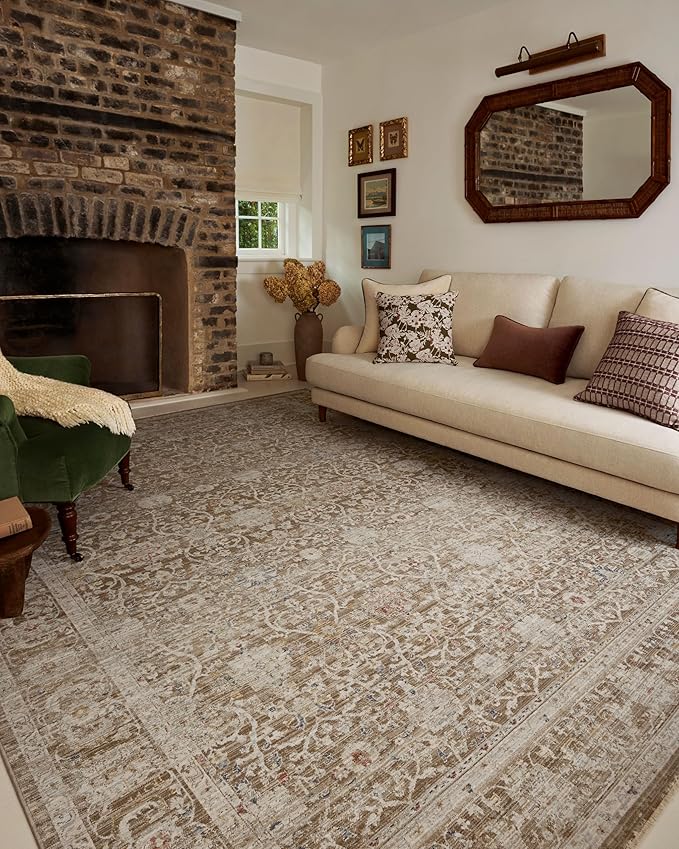 Loloi Chris Loves Julia Ida Collection IDA-03 Bark/Multi 5'-3" x 7'-6", .19" Pile Height, Area Rug