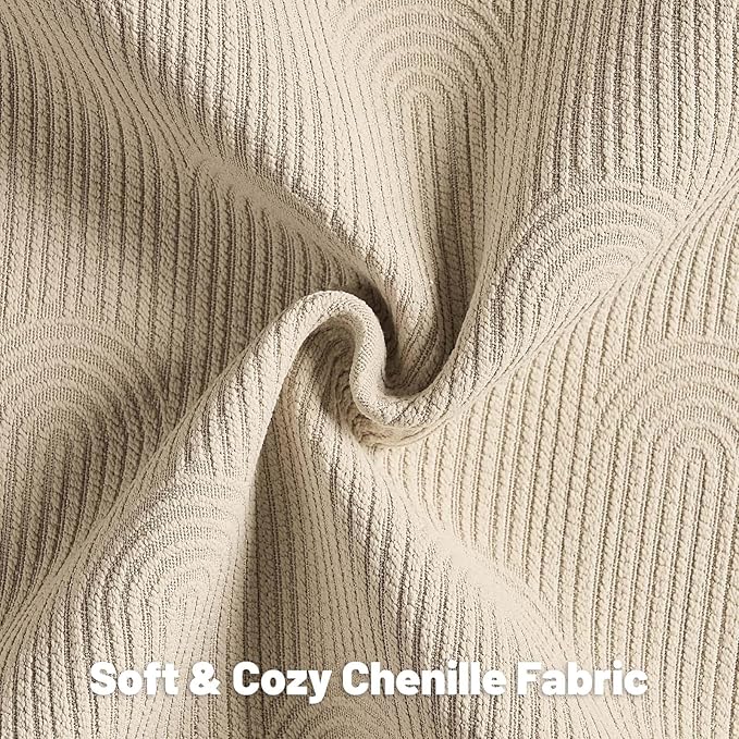 FUTEI Oatmeal Chenille Decorative Throw Pillow Covers 26x26 Inch Set of 2,Soft Cozy Striped Geometric Patterns Euro Pillow Sham,Modern Home Decor for Couch Bed Living Room