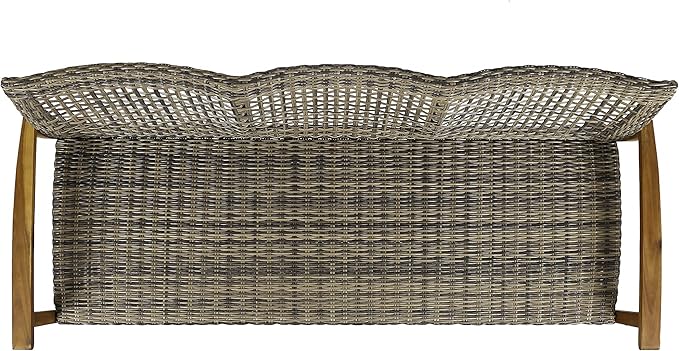 Christopher Knight Home Marcia Outdoor Wood Sofa, Wicker, 75.50 x 31.00 x 31.50, Gray, Natural Stained Finish