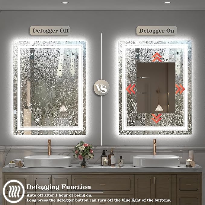 60x30 Inch LED Bathroom Mirror for Wall, Illuminated Vanity Mirror with Lights, Dimmable, Anti-Fog, Shatter-Proof, ETL Listed (Backlit and Front Lighted)