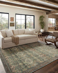 Loloi Magnolia Home by Joanna Gaines Sinclair Collection SIN-03 Turquoise/Multi 8'-6" x 11'-6", .25" Pile Height, Machine Washable, Area Rug