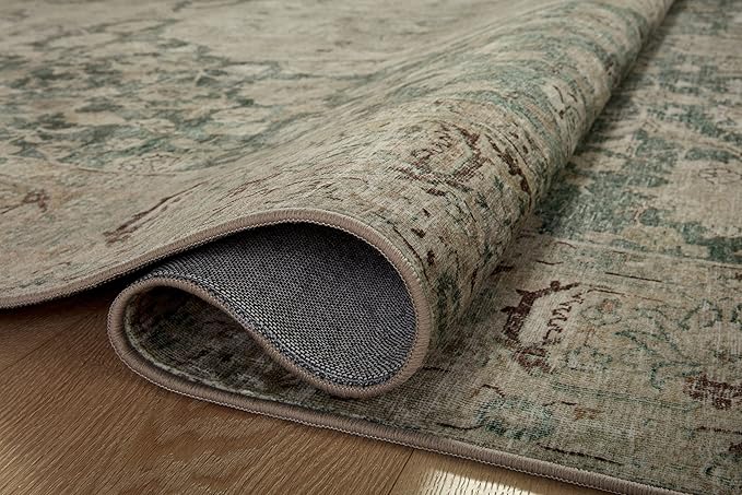 Loloi Magnolia Home by Joanna Gaines Sinclair Collection SIN-05 Jade/Sand 8'-6" x 11'-6", .25" Pile Height, Machine Washable, Area Rug