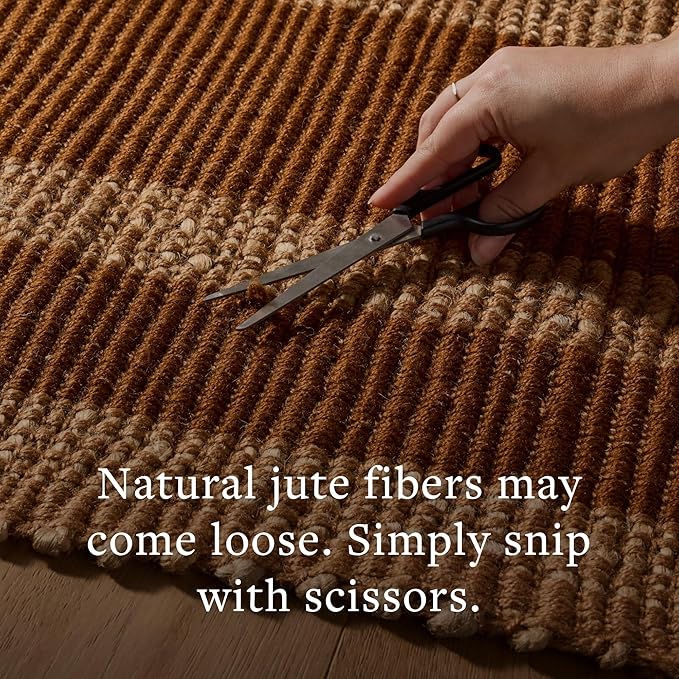 Loloi Leanne Ford Weatherstaff Collection WTS-02 Natural/Brick 5'-0" x 7'-6" Area Rug Jute, Striped, Neutral, Living Room, Bedroom, Dining Room