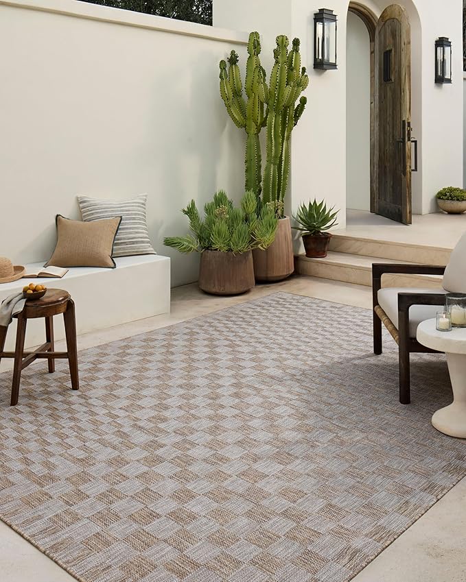 Loloi Amber Lewis Topanga Collection TOP-03 Natural/Dove 9'-2" x 12'-0" Indoor/Outdoor Area Rug