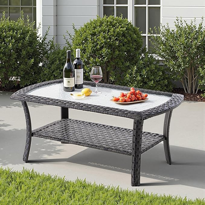 5 PCS Patio Outdoor Furniture Set with Swivel Rocking Chairs,All Weather Wicker Rattan Patio Seating Sofa and Chairs Set,Outdoor Conversaiton Sets for Deck Yard Prrch Garden Poolside,Grey